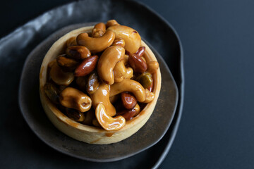 Close up Caramel Nut Tartlets