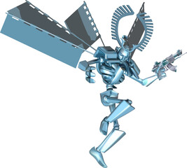 A cool futuristic manga style samurai robot