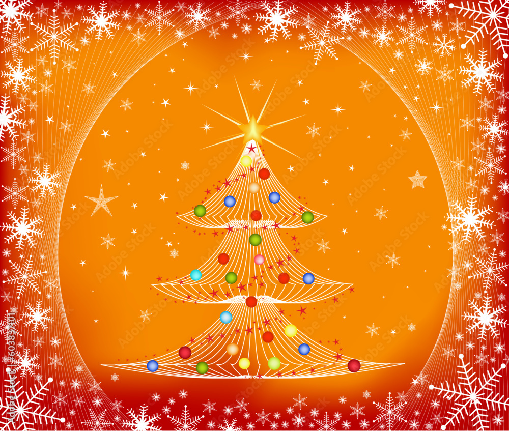 Poster Christmas tree - vector