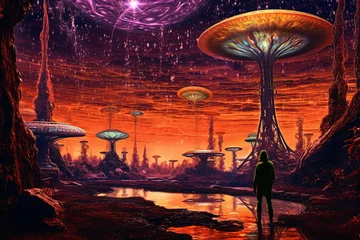 Photo sur Plexiglas Bordeaux Sci-fi landscapes, Generative AI