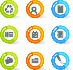 Stylish colorful gel Icons with device symbols; easy edit layered files.