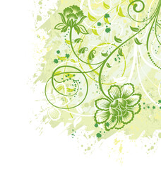 Grunge floral background with blots, vector illustration
