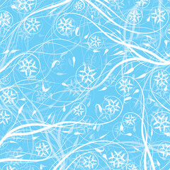 Winter floral pattern, vector illustration