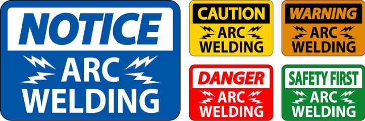 Caution Sign Arc Welding On White Background