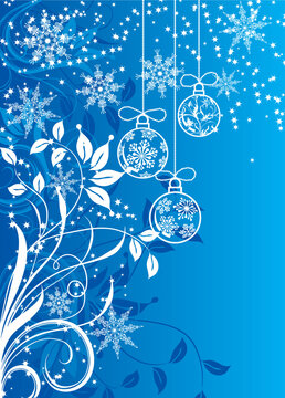 Christmas background with baubles, vector illustration