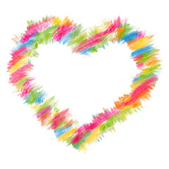 Tie dye rainbow gradient watercolor heart.