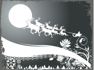 Vector Santa Claus is going with surprises illustration background