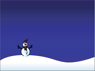 Vector Christmas background with snowman and snow.