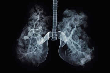 Abstract lungs in smoke. Medicine concept. AI generated, human enhanced
