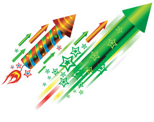 Illustrated isolated fireworks for your seasonal designs.