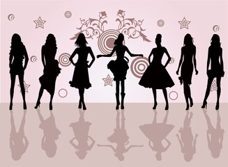 Obraz na płótnie Canvas Fashion girls - vector illustration