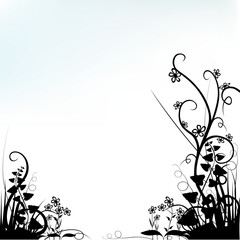 Floral background 03 - High detailed background illustration & plants silhouettes
