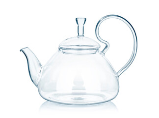 empty glass teapot Isolated on white background