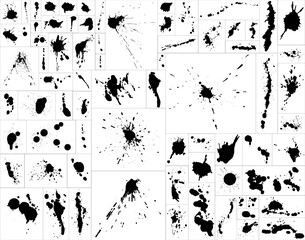 Collection of editable vector ink spills, stains and splashes