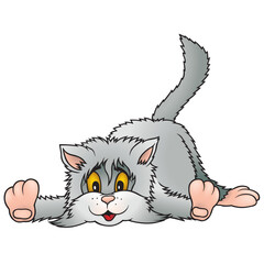 Kitten 03 - Laying gray kitten - Highly detailed cartoon animal.