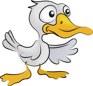 A vector illustration of a cartoon duck, no meshes used