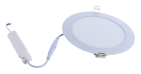 round recessed ceiling spotlight on a white background