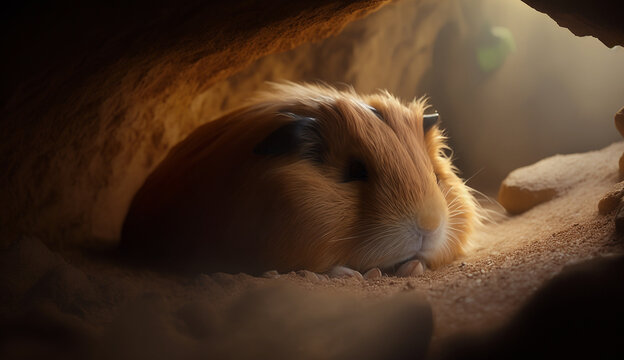 Abyssinian guinea pig animal cave pictures AI Generated Image
