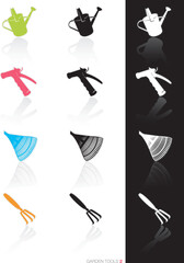 Obraz premium Colorful set of icons of garden tools in 3 styles; Easy edit vector art