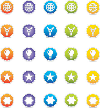 Colorful Web Icons Set 5 (Vector) Round icons for web and print--easy to edit. No transparencies