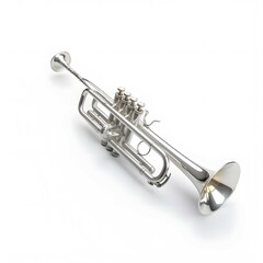 Plakat realistic single,Trumpet,side view,white background,high detail, 8k,--ar 3 4