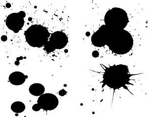 4 Black Splats on seperate layers.  Background is transparent so they can be overlayed on other Illustrations or Images.