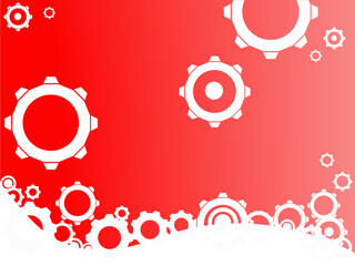 Wheels of industry - White cogs on a red fading background
