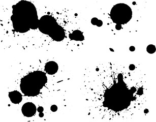 4 Black Splats (Isolated Vectors)  Background is transparent so they can be overlayed on other Illustrations or Images.
