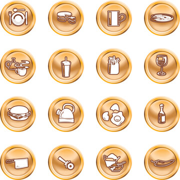 A set of food and drink icons. No meshes used.
