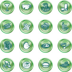A set of food and drink icons. No meshes used.