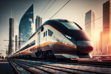 Naklejka premium Futuristic speed train