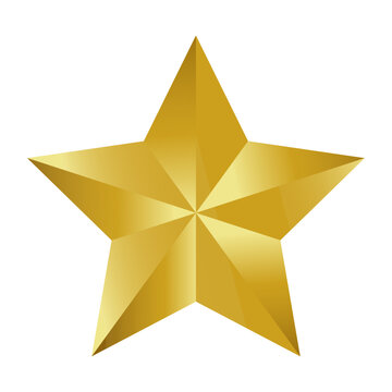 Isolated gold star on white background. 
