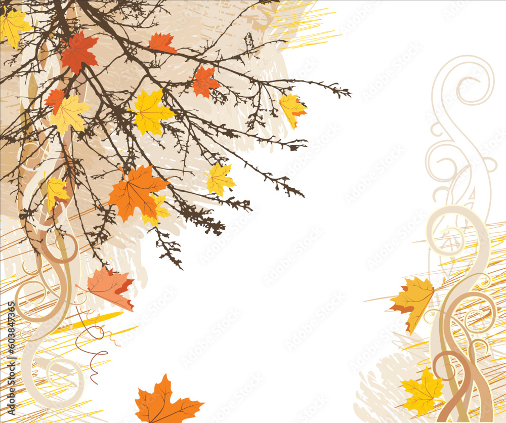 Sticker autumn vector bacground / corner