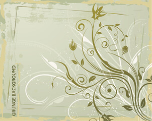 Abstract grunge floral frame, element for design, vector illustration