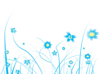 Fototapeta na wymiar Floral background design with subtle blue colours and blank space to add your own text