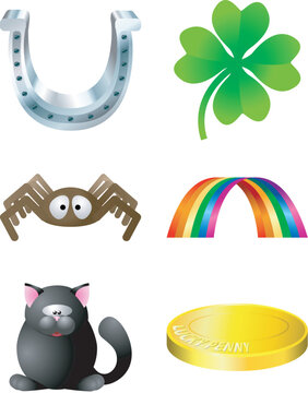 Illustration set of icons relating to luck