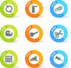 Stylish colorful gel Icons with device symbols; easy edit layered files.