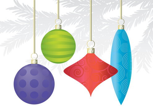 Colorful Christmas ornaments, Easy-edit file