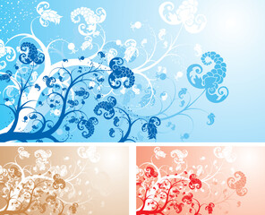 Floral background with variants color, vector illustration