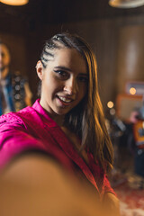 Fototapeta premium Young indie rock band playing the rehearsal before the concert . High quality photo