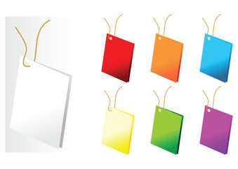 Gift tags with different colors over white background
