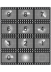 Simulation of a film strip countdown in black and white