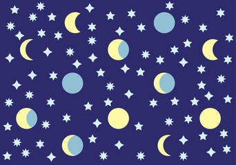 Obraz na płótnie Canvas The moon and stars. A background. A vector illustration.