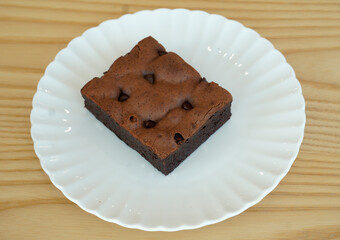 Delicious brownie cakes in a white plate