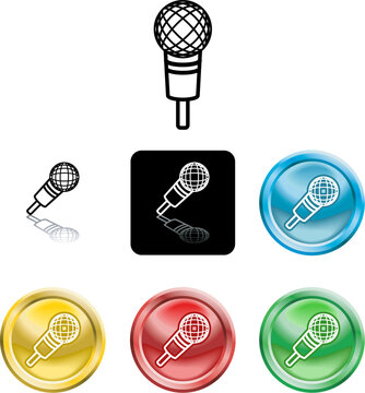 Several versions of an icon symbol of a stylised microphone