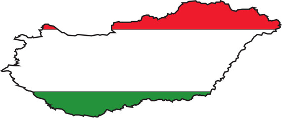 Illustration Vector of a Map and Flag from Hungary