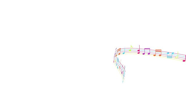 Multicolor Music Notes in 3d. Musical Background Seamless