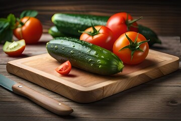 fresh vegetables on wooden table