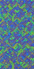 A blue and green pattern with squares and lines Generative AI