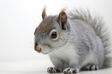 Fototapeta premium A close up of a squirrel on a white surface. Generative AI.
